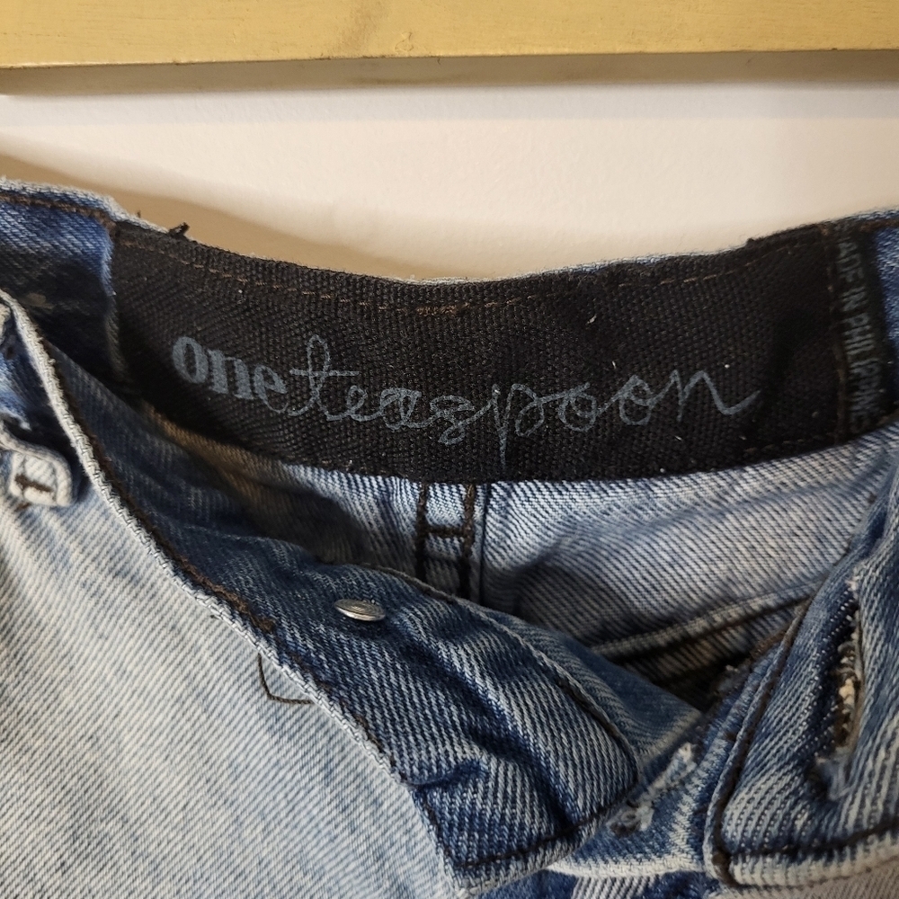 Oneteaspoon Cotton Distressed Cutoff Denim Jean Shorts Light Wash Blue Size 26 - Picture 4 of 8